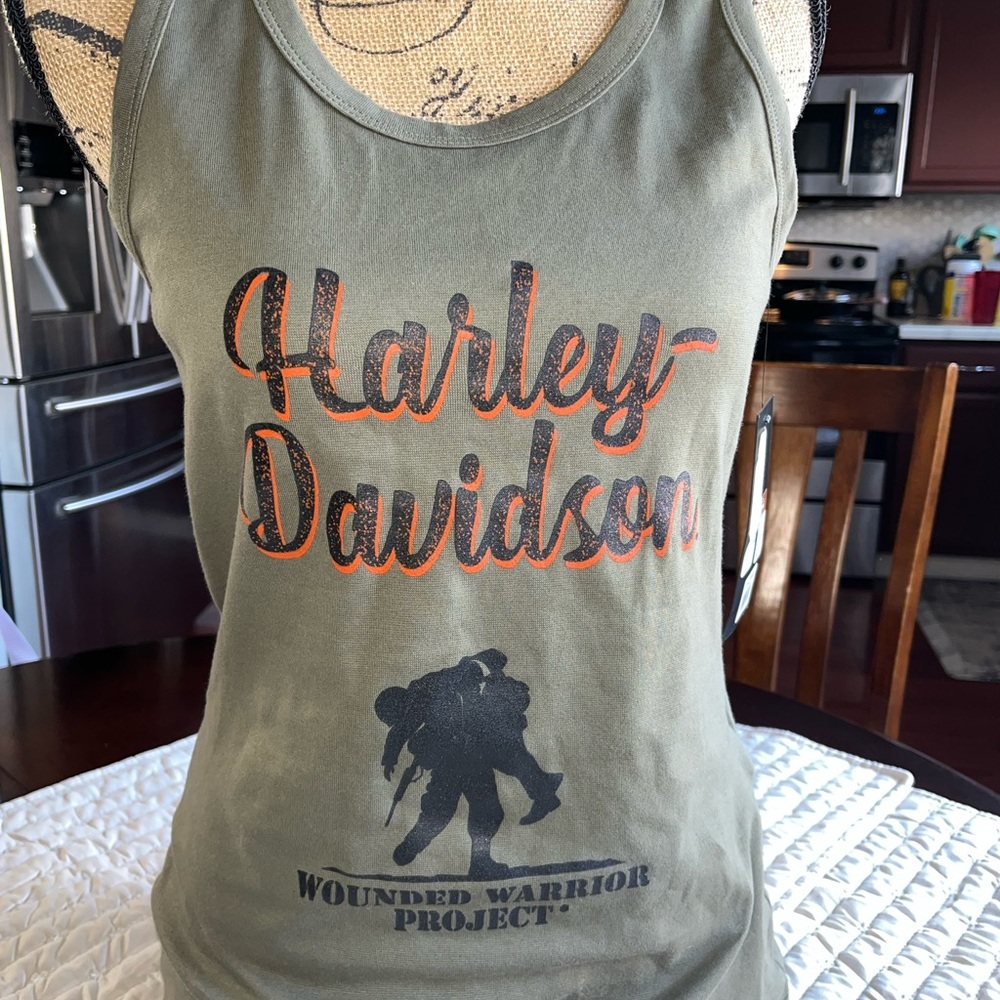 NWT Harley-Davidson Wounded Warrior Olive Tank Top
